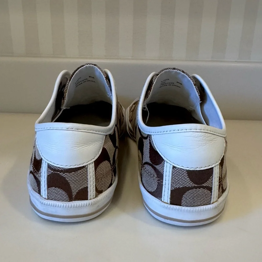 Coach BEV Brown Monogram Laceless Slip On Sneaker Size 6.5